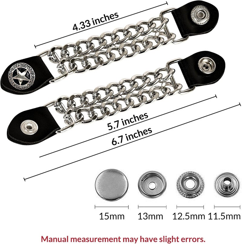 Mirthcos Motorcycle Vest Extenders for Men & Women - 4 PCS Leather Vest Extensions for Biker - Durable Double Chrome Chains - Image 3